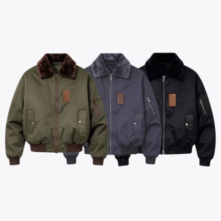Simmerui Custom Faux-Fur Collar Padded Bomber Jacket